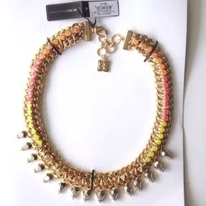 BCBG NECKLACE GOLD TONE NEON GEM COLLAR STUD SPIKE